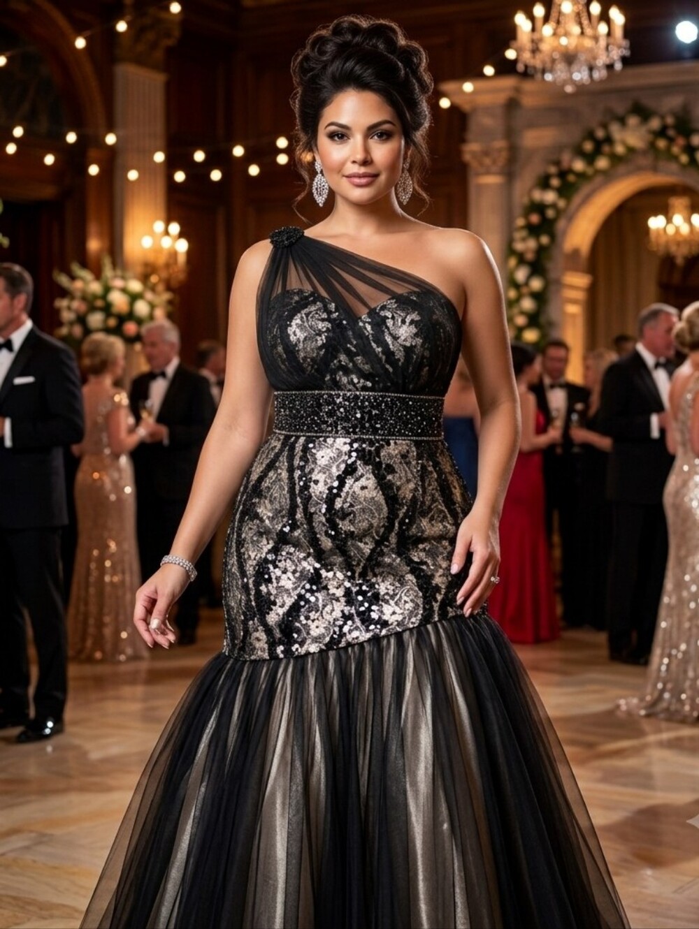 NWT Vintage Y2K Mac Duggal Size 18 Sequin & Lace Mermaid Gown Deadstock